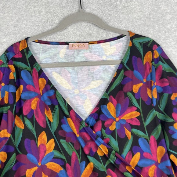 Popsy Floral Fit & Flare Dress Multi Floral Womens 22 US 18 Whimsical Artsy - Picture 3 of 11